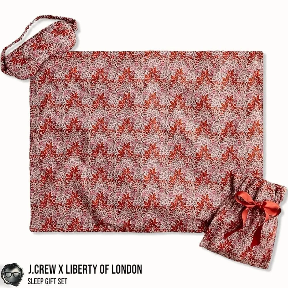 J.CREW X LIBERTY OF LONDON SLEEP MASK, PILLOWCASE & POUCH GIFT SET AUBREY FOREST